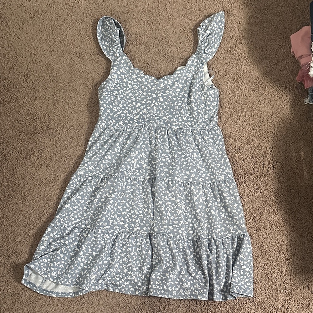 Monteau Blue and White Floral Junior Dress